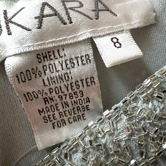 J Kara Women's Beaded Bottom with Sheer Elegant Top Dress Silver Grey Size 8 - Picture 7 of 8